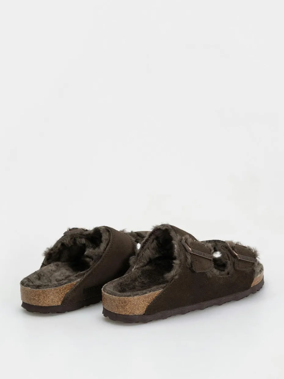 Birkenstock Arizona Shearling Suede Leather Fur Narrow Wmn Flip Flops