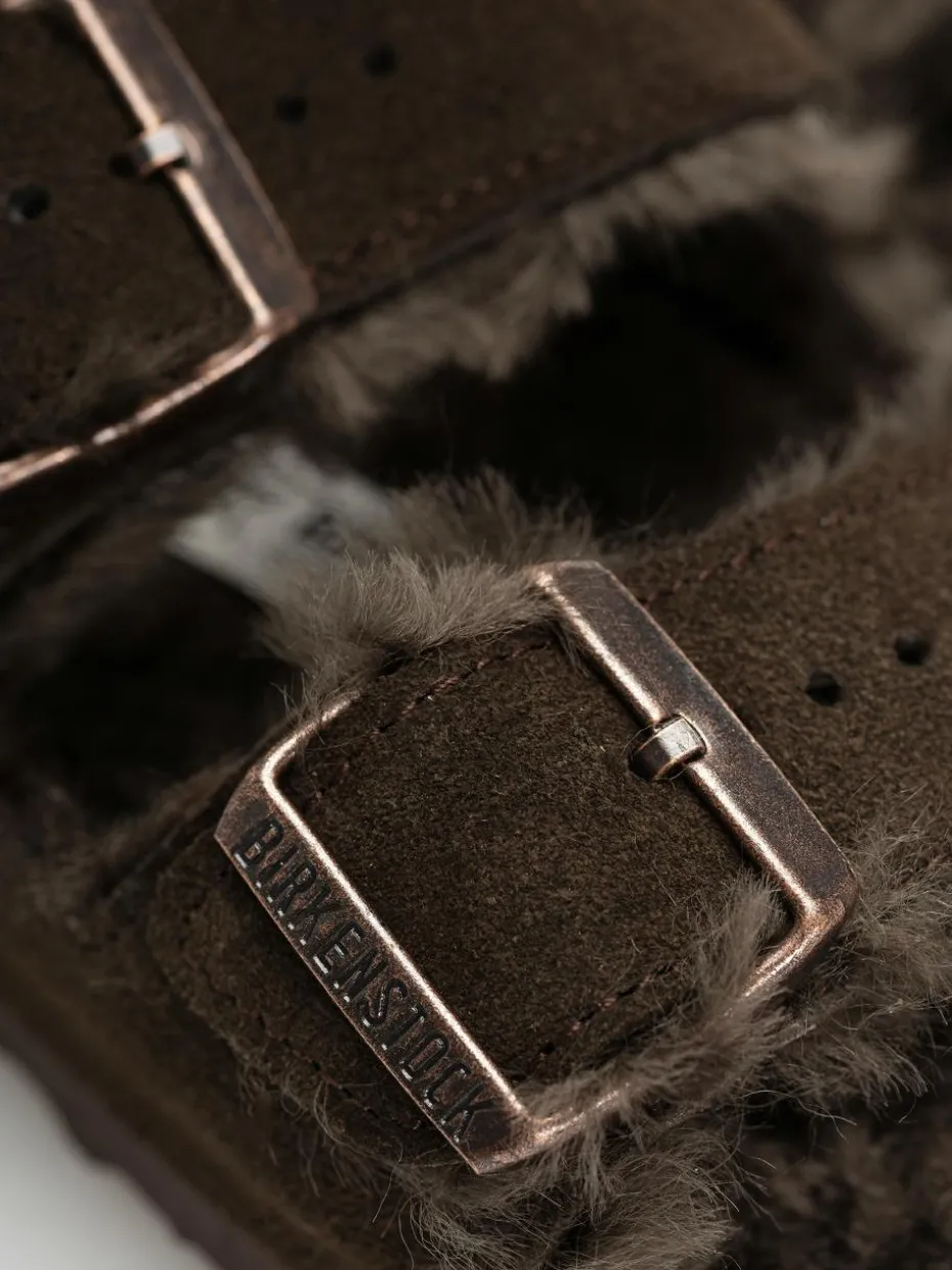 Birkenstock Arizona Shearling Suede Leather Fur Narrow Wmn Flip Flops