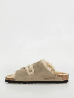 Birkenstock Arizona Shearling Suede Leather Fur Narrow Flip flops Wmn