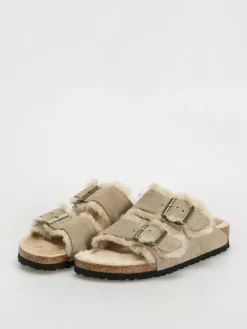 Birkenstock Arizona Shearling Suede Leather Fur Narrow Flip flops Wmn