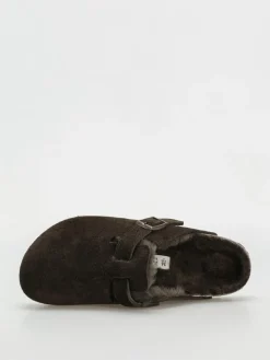 Birkenstock Boston Shearling Suede Leather Fur Narrow Wmn Flip Flops