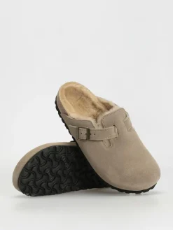 Birkenstock Boston Shearling Suede Leather Fur Narrow Wmn Flip Flops