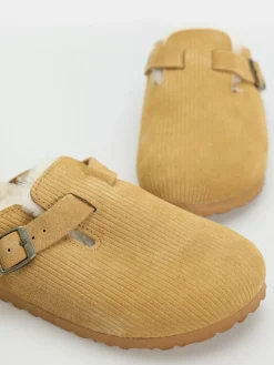 Birkenstock Boston VL Fell Suede Leather Fur Narrow Wmn Flip Flops