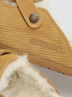 Birkenstock Boston VL Fell Suede Leather Fur Narrow Wmn Flip Flops